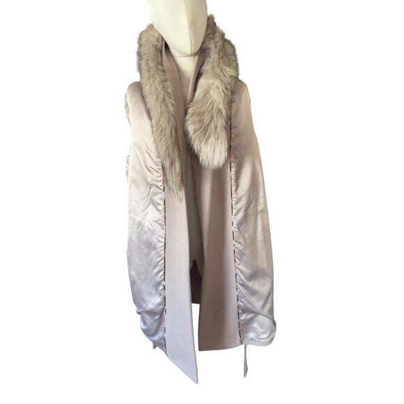 NWT Tahari Camel Wool Blend Lined Belted Coat with Removable Faux Fur Collar L - Picture 10 of 16